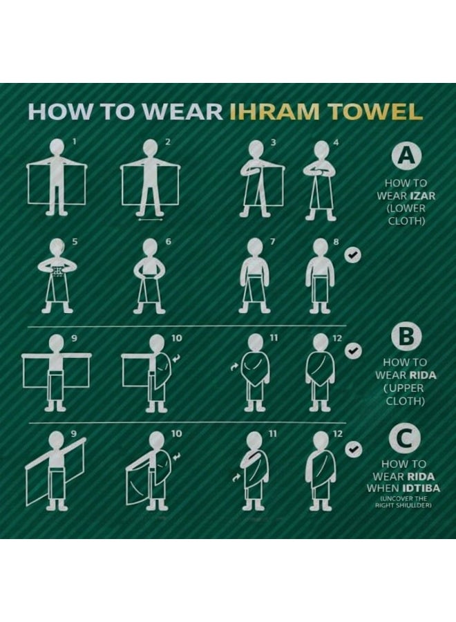 قطني إحرام قطني 100% للرجال – منشفة إحرام ناعمة وخفيفة للحج والعمرة – قماش أبيض مريح وممتص للعرق - Image 4